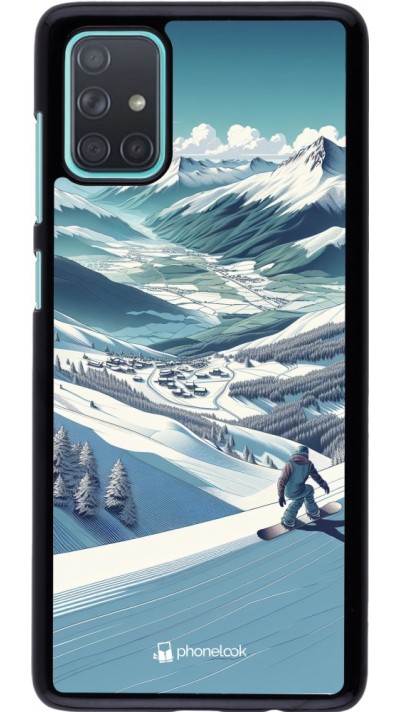 Samsung Galaxy A71 Case Hülle - Snowboarder Berg