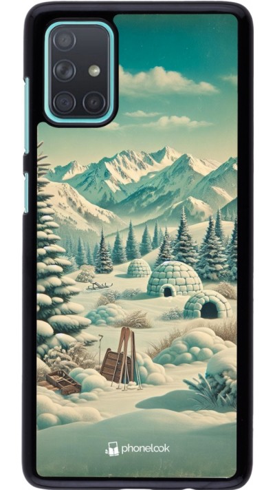 Coque Samsung Galaxy A71 - Vintage Snowy Mountain Igloo