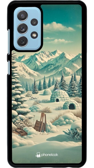 Coque Samsung Galaxy A72 - Vintage Snowy Mountain Igloo