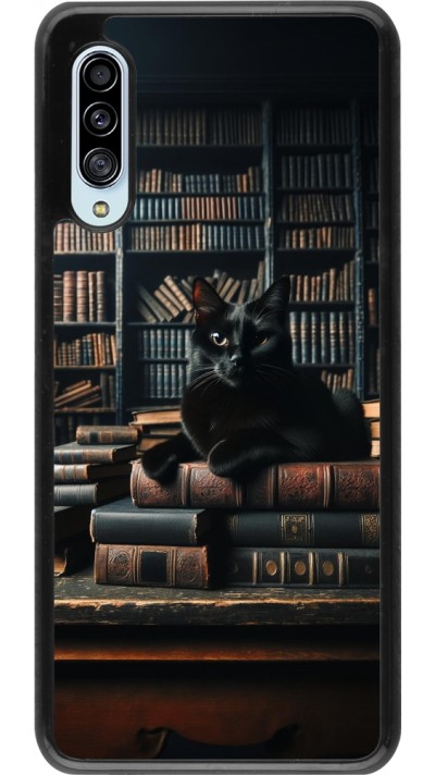 Samsung Galaxy A90 5G Case Hülle - Katze Bücher dunkel