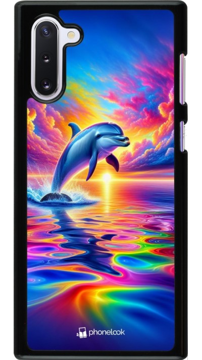 Samsung Galaxy Note 10 Case Hülle - Glücklicher Regenbogen-Delfin