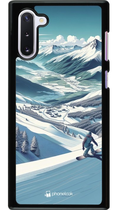 Samsung Galaxy Note 10 Case Hülle - Snowboarder Berg