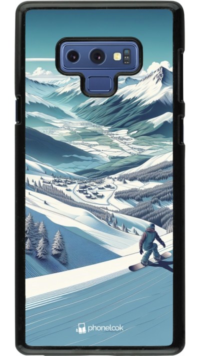 Samsung Galaxy Note9 Case Hülle - Snowboarder Berg