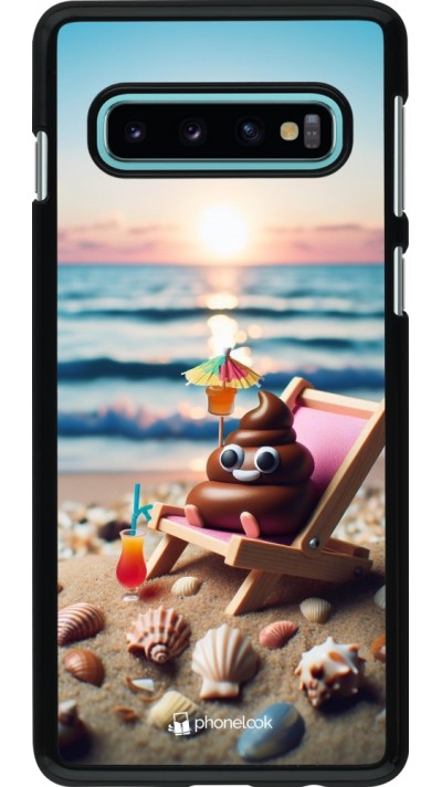 Samsung Galaxy S10 Case Hülle - Kackhaufen Emoji auf Liegestuhl