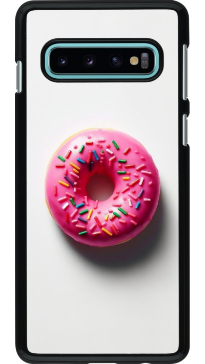 Samsung Galaxy S10 Case Hülle - Weisser Hintergrund, pinker Donut