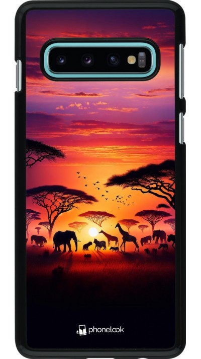 Samsung Galaxy S10 Case Hülle - Safari Sonnenuntergang Wildtiere