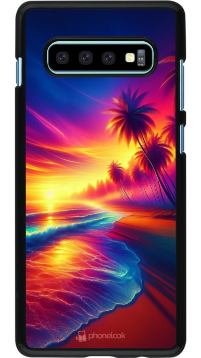 Samsung Galaxy S10+ Case Hülle - Strand Sonnenuntergang auffällig