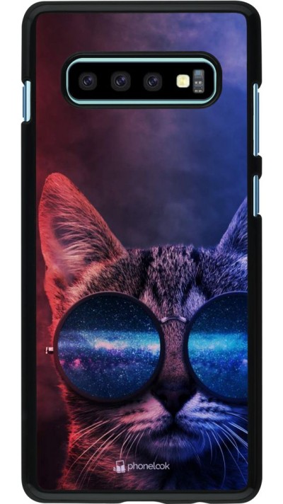 Hülle Samsung Galaxy S10+ - Red Blue Cat Glasses