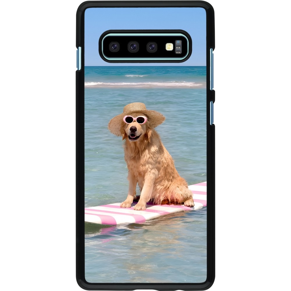 Samsung Galaxy S10+ Case Hülle - Summer Dog on Paddle