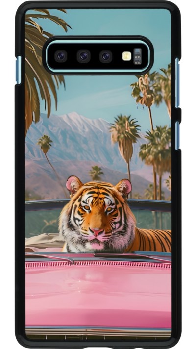 Samsung Galaxy S10+ Case Hülle - Tiger Auto rosa