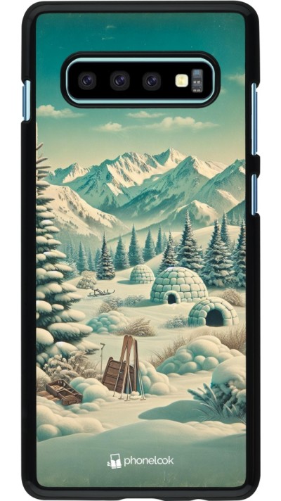 Coque Samsung Galaxy S10+ - Vintage Snowy Mountain Igloo