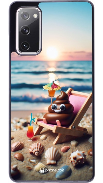 Samsung Galaxy S20 FE 5G Case Hülle - Kackhaufen Emoji auf Liegestuhl
