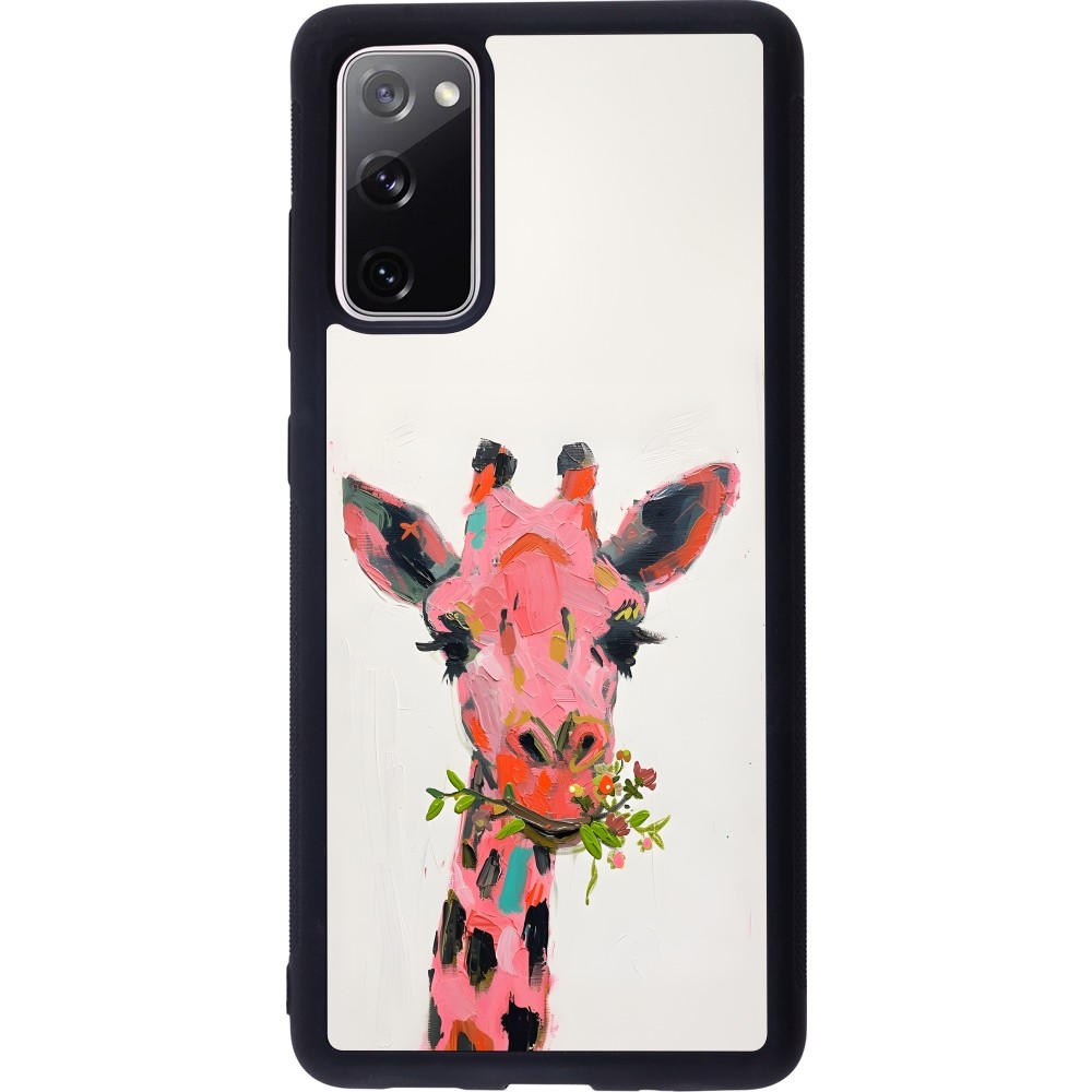 Samsung Galaxy S20 FE 5G Case Hülle - Silikon schwarz Pink Girafe Paint