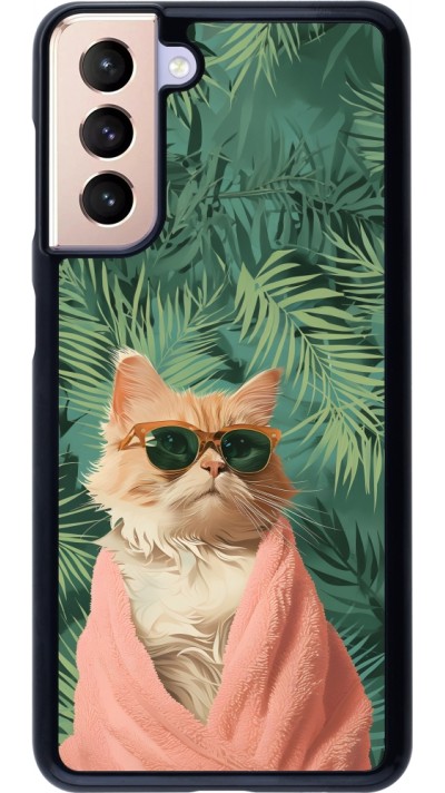 Samsung Galaxy S21 5G Case Hülle - Cat Summer Palms