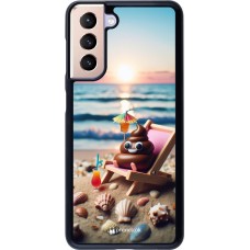 Samsung Galaxy S21 5G Case Hülle - Kackhaufen Emoji auf Liegestuhl