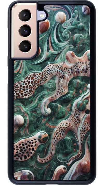 Samsung Galaxy S21 5G Case Hülle - Grüner Marmor und abstrakter Leopard