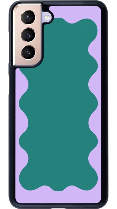 Coque Samsung Galaxy S21 5G - Wavy Rectangle Green Purple