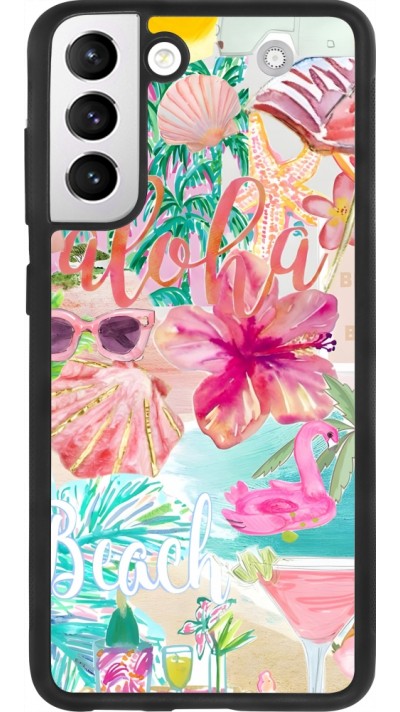 Samsung Galaxy S21 FE 5G Case Hülle - Silikon schwarz Preppy Collage Aloha