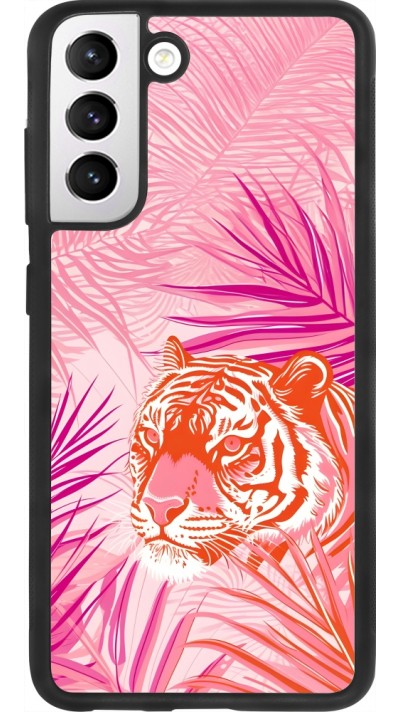 Samsung Galaxy S21 FE 5G Case Hülle - Silikon schwarz Tiger Palmen rosa