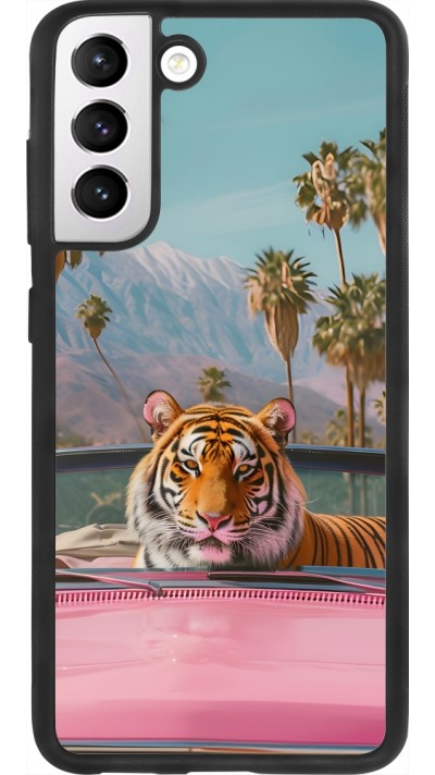 Samsung Galaxy S21 FE 5G Case Hülle - Silikon schwarz Tiger Auto rosa