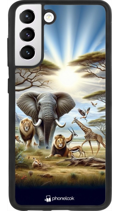 Coque Samsung Galaxy S21 FE 5G - Silicone rigide noir Vie sauvage africaine