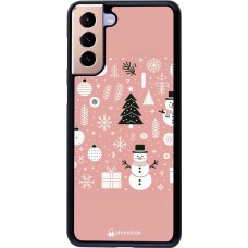 Coque Samsung Galaxy S21+ 5G - Noël 2024 Rose Snowman Christmas