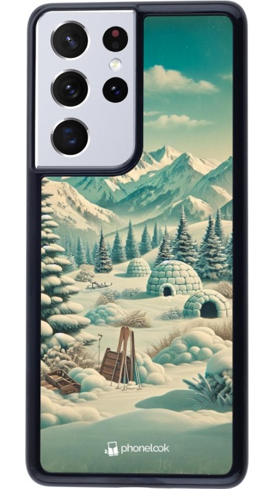 Coque Samsung Galaxy S21 Ultra 5G - Vintage Snowy Mountain Igloo