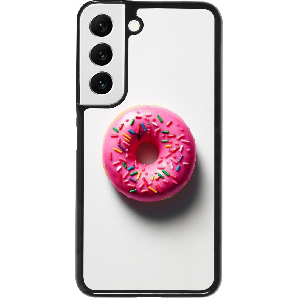 Coque Samsung Galaxy S22 - Weißer Hintergrund, pinker Donut