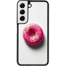 Coque Samsung Galaxy S22 - Weißer Hintergrund, pinker Donut