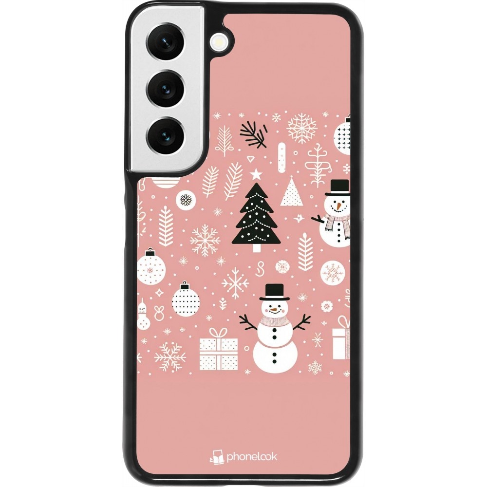 Coque Samsung Galaxy S22 - Noël 2024 Rose Snowman Christmas