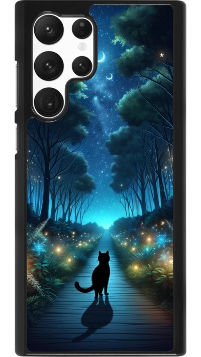 Coque Samsung Galaxy S22 Ultra - Chat noir promenade