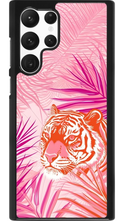 Samsung Galaxy S22 Ultra Case Hülle - Tiger Palmen rosa