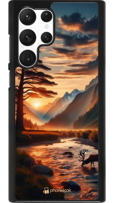 Coque Samsung Galaxy S22 Ultra - Valley Sunset Deer Tree