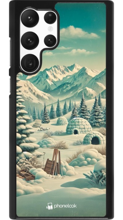 Coque Samsung Galaxy S22 Ultra - Vintage Snowy Mountain Igloo