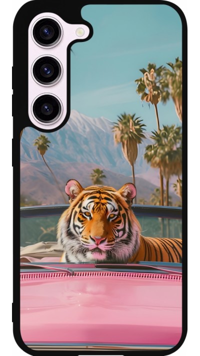 Samsung Galaxy S23 Case Hülle - Silikon schwarz Tiger Auto rosa