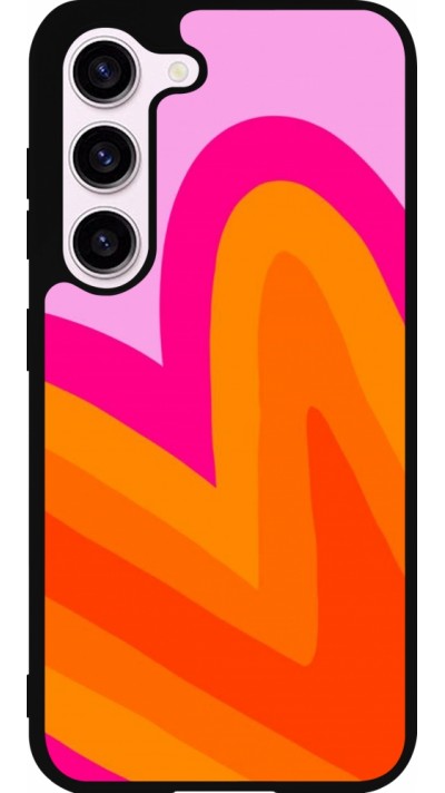 Coque Samsung Galaxy S23 - Silicone rigide noir Valentine 2024 heart gradient