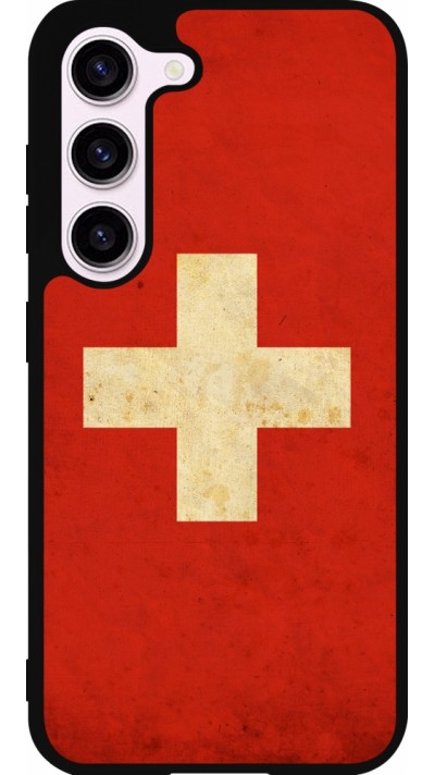 Coque Samsung Galaxy S23 - Silicone rigide noir Vintage Flag SWISS