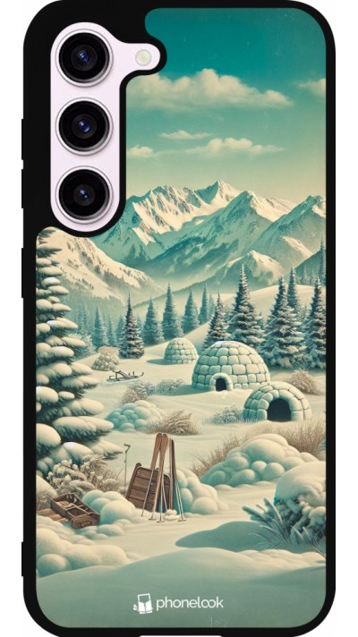 Coque Samsung Galaxy S23 - Silicone rigide noir Vintage Snowy Mountain Igloo