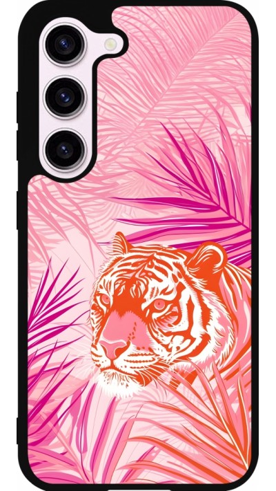 Samsung Galaxy S23 FE Case Hülle - Silikon schwarz Tiger Palmen rosa