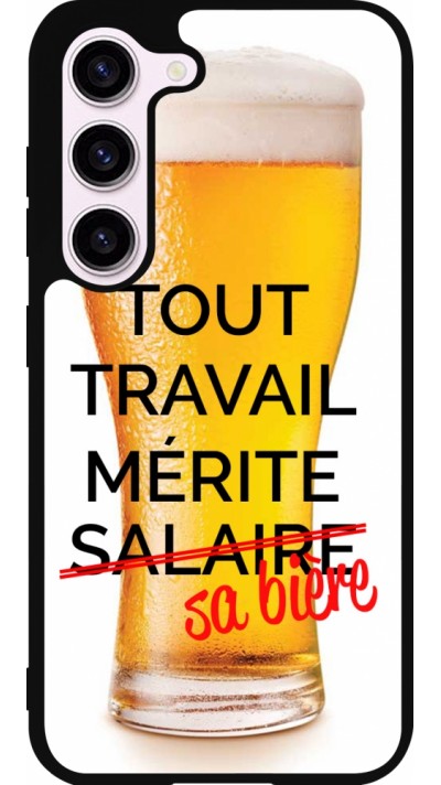 Coque Samsung Galaxy S23 FE - Silicone rigide noir Tout travail mérite sa bière