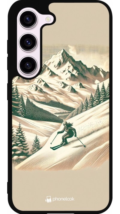 Coque Samsung Galaxy S23 FE - Silicone rigide noir Vintage Ski Mountain