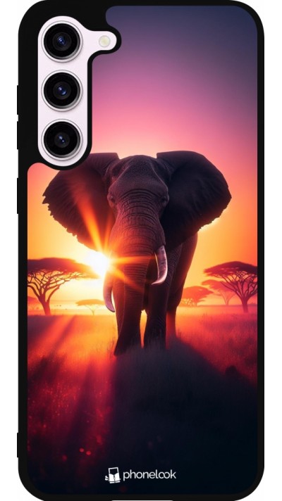 Coque Samsung Galaxy S23+ - Silicone rigide noir Elephant Sunrise Beauty