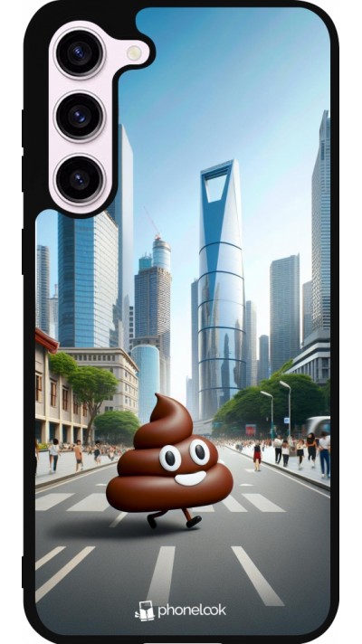 Samsung Galaxy S23+ Case Hülle - Silikon schwarz Kackhaufen Emoji Spaziergang