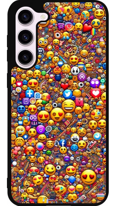 Coque Samsung Galaxy S23+ - Silicone rigide noir Emoji mixed