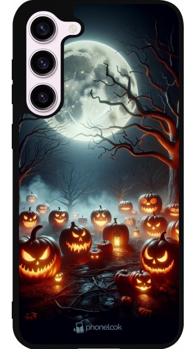 Samsung Galaxy S23+ Case Hülle - Silikon schwarz Halloween 2024 Viele Kuerbisse