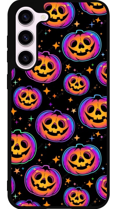 Coque Samsung Galaxy S23+ - Silicone rigide noir Halloween 2024 rainbow pumpkins