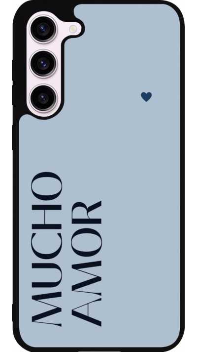 Coque Samsung Galaxy S23+ - Silicone rigide noir Valentine 2024 mucho amor azul