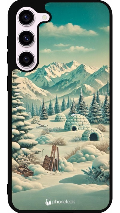 Samsung Galaxy S23+ Case Hülle - Silikon schwarz Vintage Schneebedeckter Berg Iglu