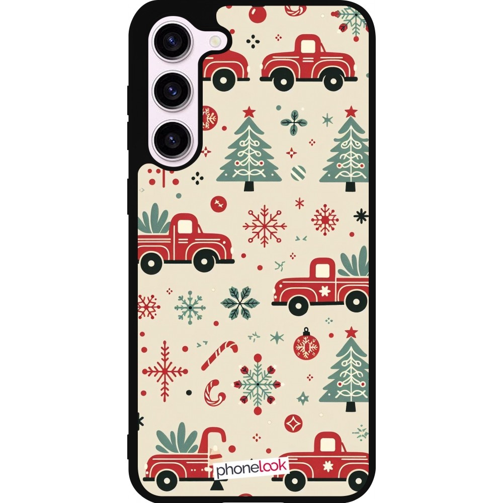 Coque Samsung Galaxy S23+ - Silicone rigide noir Noël 2024 Camion Sapin