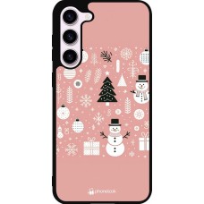 Coque Samsung Galaxy S23+ - Silicone rigide noir Noël 2024 Rose Snowman Christmas